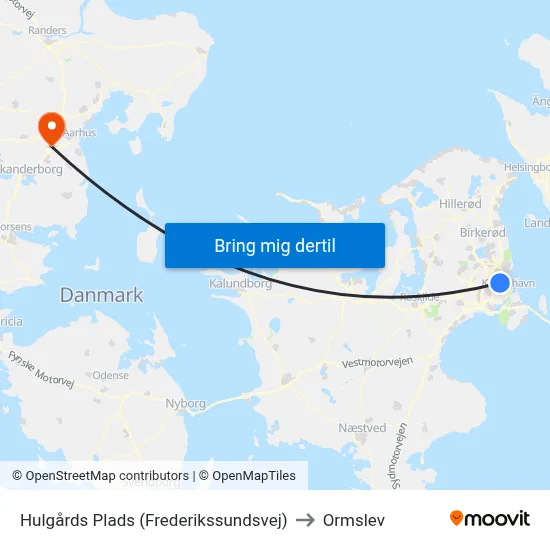 Hulgårds Plads (Frederikssundsvej) to Ormslev map