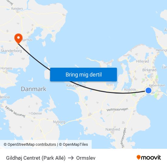 Gildhøj Centret (Park Allé) to Ormslev map