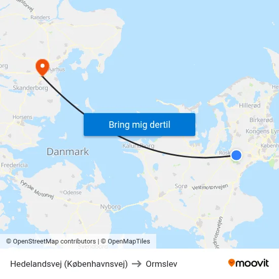 Hedelandsvej (Københavnsvej) to Ormslev map