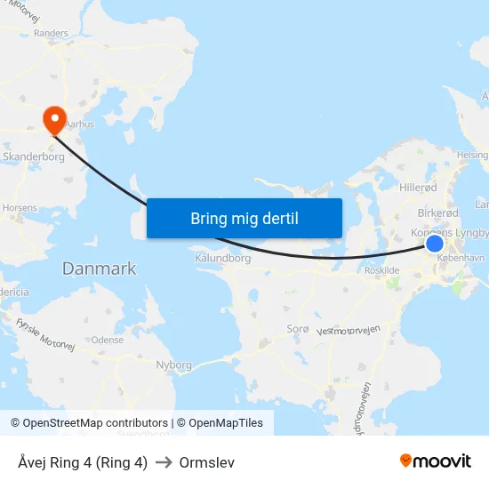 Åvej Ring 4 (Ring 4) to Ormslev map