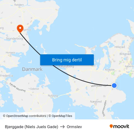 Bjerggade (Niels Juels Gade) to Ormslev map