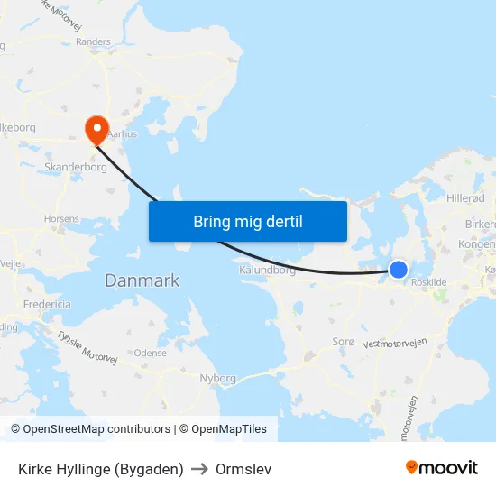 Kirke Hyllinge (Bygaden) to Ormslev map