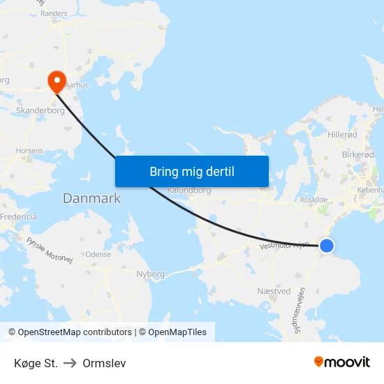Køge St. to Ormslev map