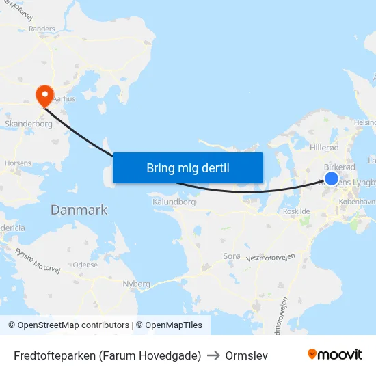 Fredtofteparken (Farum Hovedgade) to Ormslev map