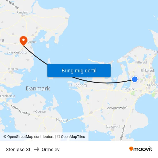 Stenløse St. to Ormslev map