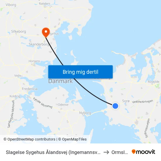 Slagelse Sygehus Ålandsvej (Ingemannsvej) to Ormslev map
