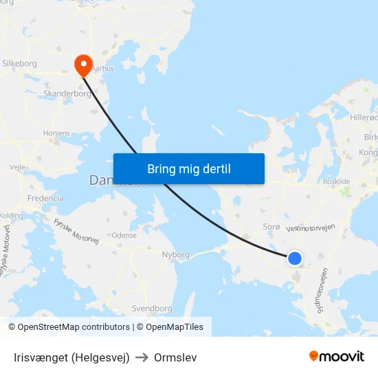 Irisvænget (Helgesvej) to Ormslev map