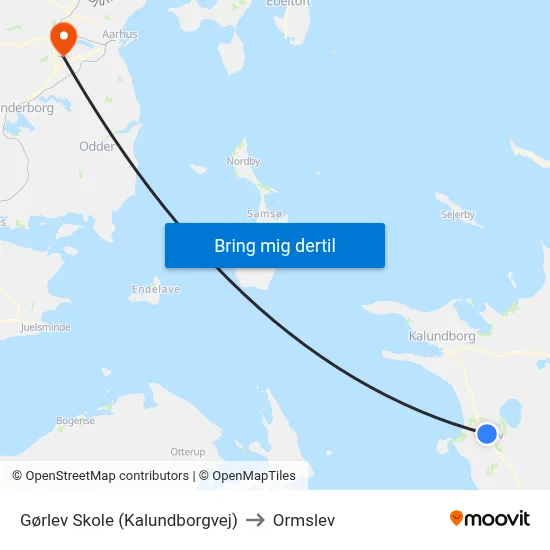 Gørlev Skole (Kalundborgvej) to Ormslev map