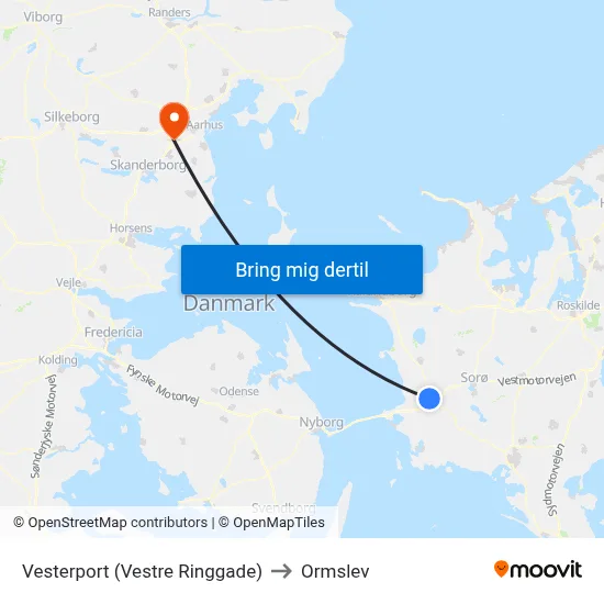 Vesterport (Vestre Ringgade) to Ormslev map