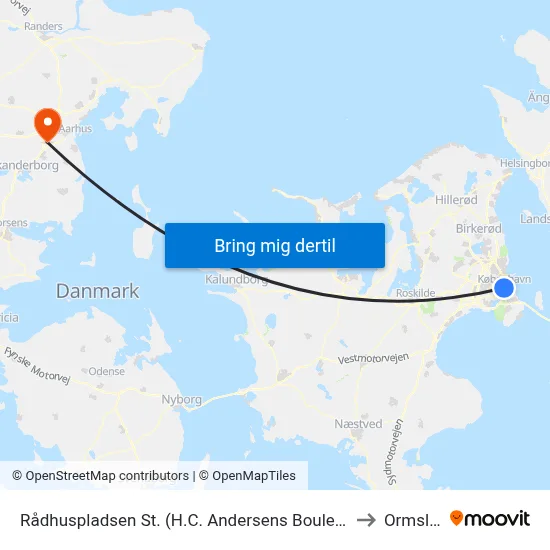 Rådhuspladsen St. (H.C. Andersens Boulevard) to Ormslev map