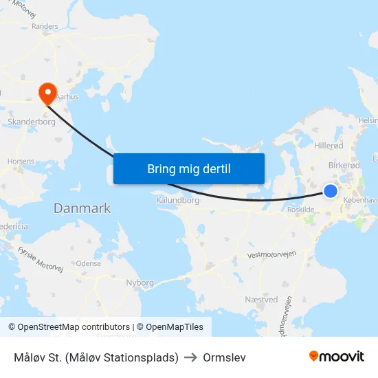 Måløv St. (Måløv Stationsplads) to Ormslev map