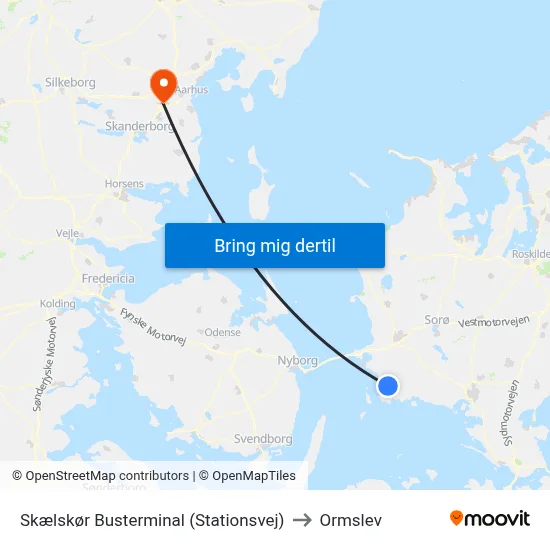 Skælskør Busterminal (Stationsvej) to Ormslev map