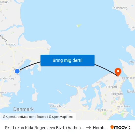 Skt. Lukas Kirke/Ingerslevs Blvd. (Aarhus Kom) to Hornbæk map