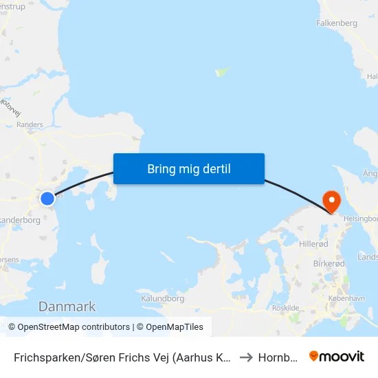 Frichsparken/Søren Frichs Vej (Aarhus Kom) to Hornbæk map