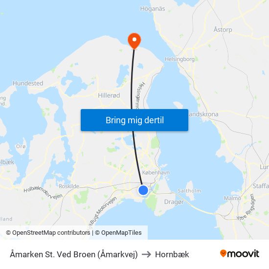 Åmarken St. Ved Broen (Åmarkvej) to Hornbæk map