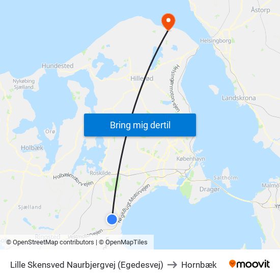 Lille Skensved Naurbjergvej (Egedesvej) to Hornbæk map