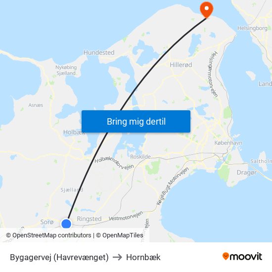 Bygagervej (Havrevænget) to Hornbæk map