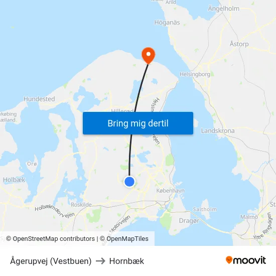 Ågerupvej (Vestbuen) to Hornbæk map