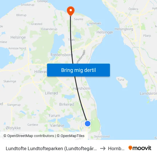 Lundtofte Lundtofteparken (Lundtoftegårdsvej) to Hornbæk map