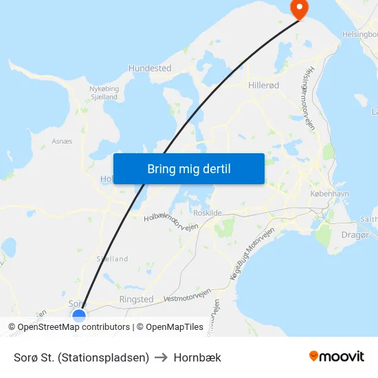 Sorø St. (Stationspladsen) to Hornbæk map