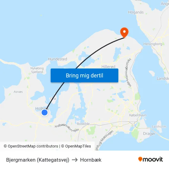 Bjergmarken (Kattegatsvej) to Hornbæk map