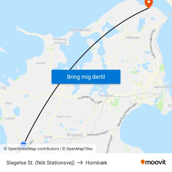 Slagelse St. (Ndr.Stationsvej) to Hornbæk map