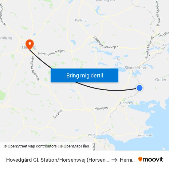 Hovedgård Gl. Station/Horsensvej (Horsens Kom) to Herning map