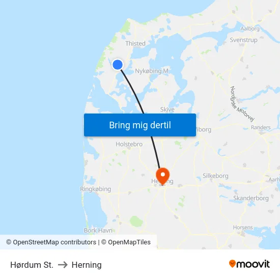 Hørdum St. to Herning map
