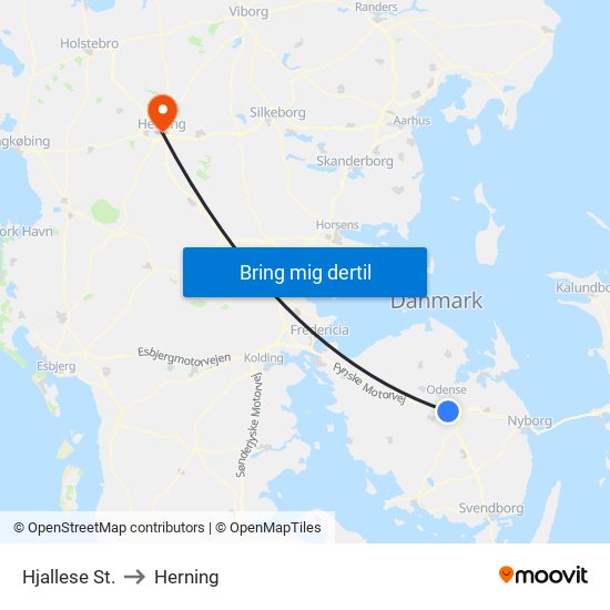 Hjallese St. to Herning map