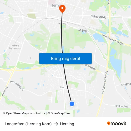 Langtoften (Herning Kom) to Herning map