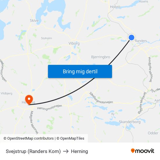 Svejstrup (Randers Kom) to Herning map