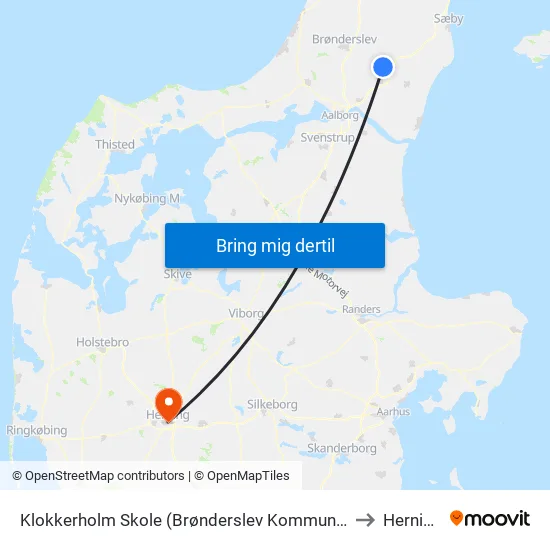 Klokkerholm Skole (Brønderslev Kommune) to Herning map