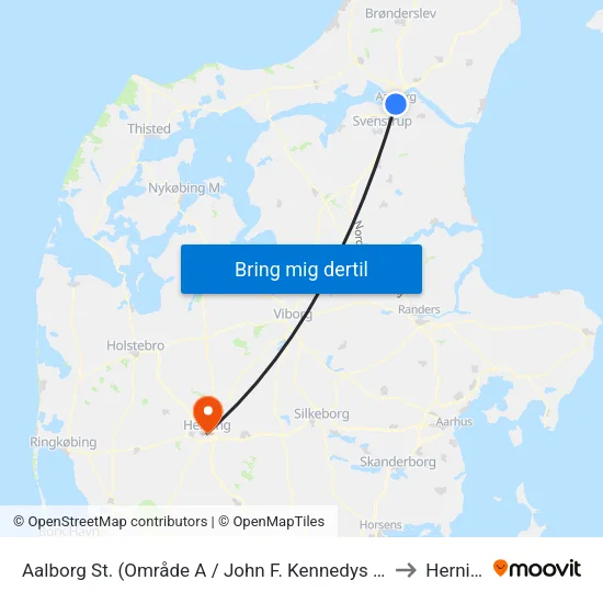 Aalborg St. (Område A / John F. Kennedys Plads) to Herning map