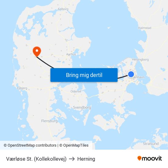 Værløse St. (Kollekollevej) to Herning map