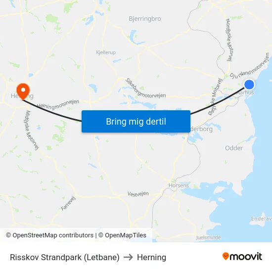 Risskov Strandpark (Letbane) to Herning map