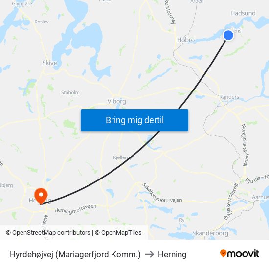 Hyrdehøjvej (Mariagerfjord Komm.) to Herning map