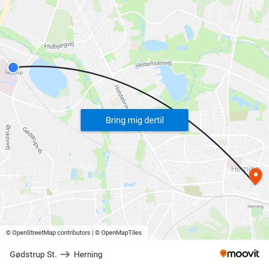 Gødstrup St. to Herning map