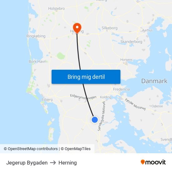 Jegerup Bygaden to Herning map