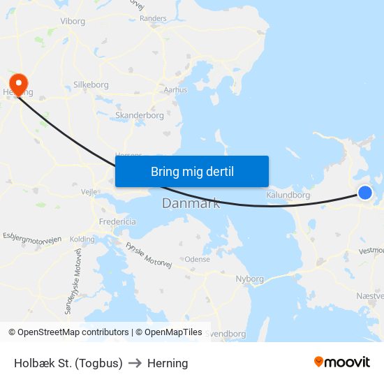 Holbæk St. (Togbus) to Herning map