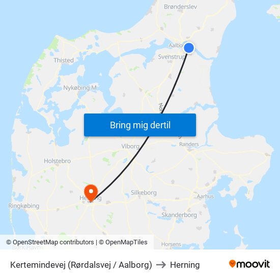 Kertemindevej (Rørdalsvej / Aalborg) to Herning map