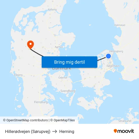 Hillerødvejen (Sørupvej) to Herning map