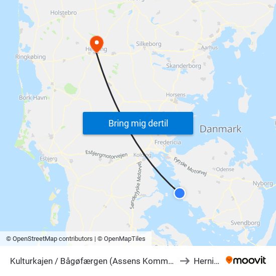 Kulturkajen / Bågøfærgen (Assens Kommune) to Herning map