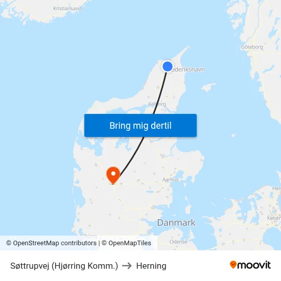 Søttrupvej (Hjørring Komm.) to Herning map