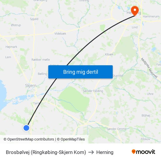 Brosbølvej (Ringkøbing-Skjern Kom) to Herning map