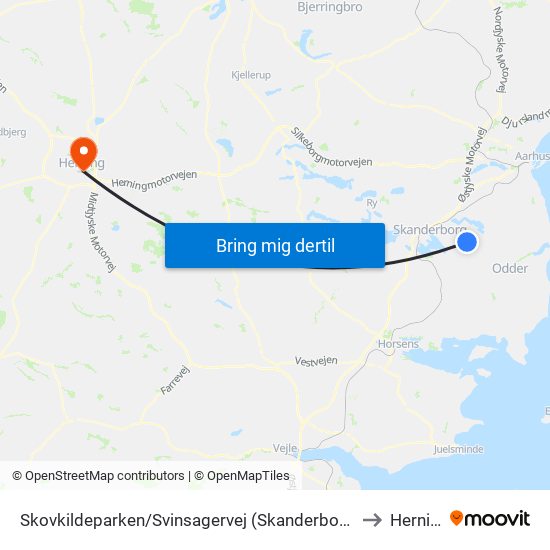 Skovkildeparken/Svinsagervej (Skanderborg Kom) to Herning map