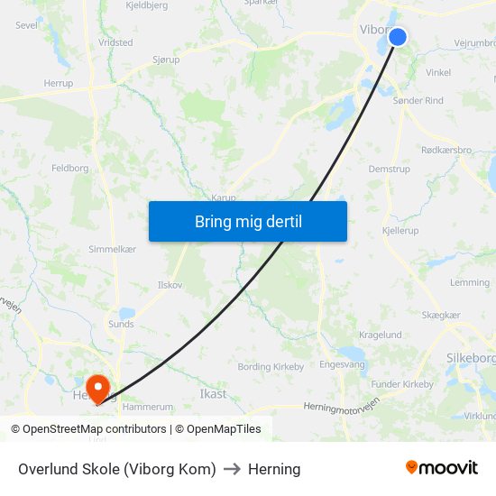 Overlund Skole (Viborg Kom) to Herning map