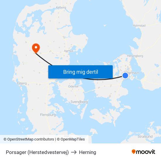 Porsager (Herstedvestervej) to Herning map