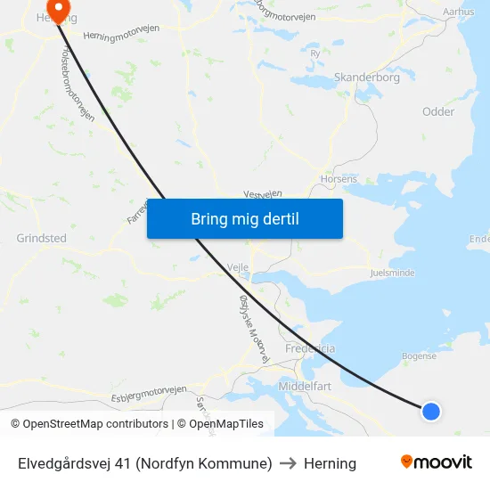 Elvedgårdsvej 41 (Nordfyn Kommune) to Herning map