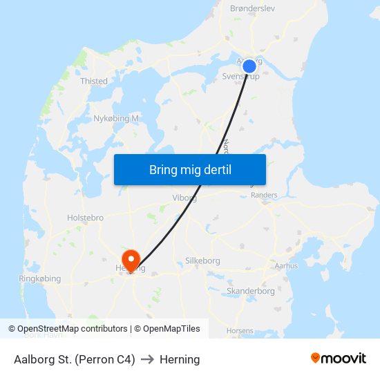 Aalborg St. (Perron C4) to Herning map