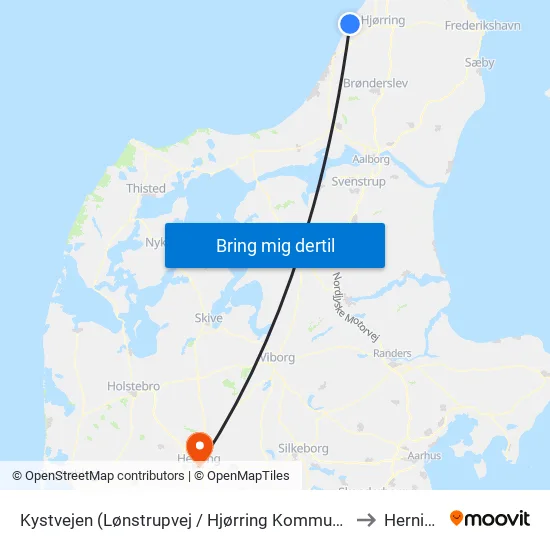 Kystvejen (Lønstrupvej / Hjørring Kommune) to Herning map